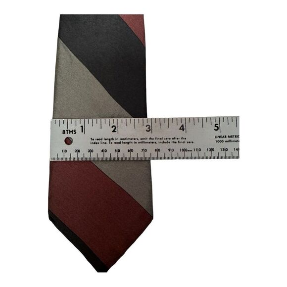 Striped Necktie Red Gray Black Business Career Formal Tie - Picture 3 of 5